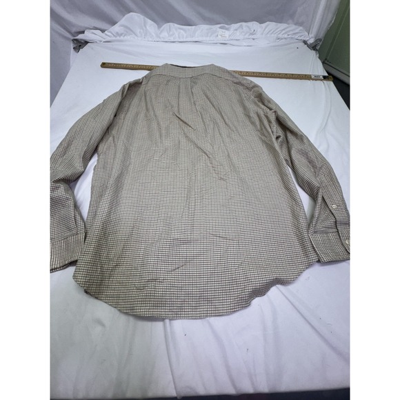Ralph Lauren Shirt Mens  Large Brown Micro Grid Check Button Up Preppy Blue Pony - Picture 9 of 10